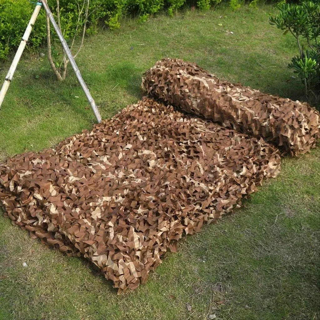 Desert Woodland Camo Netting Truck Sunshading Net Cover Oxford Fabric Hunting Reinforced Camouflage Net Greenhouse Plant Net Cover for Hunting Camping Hiding