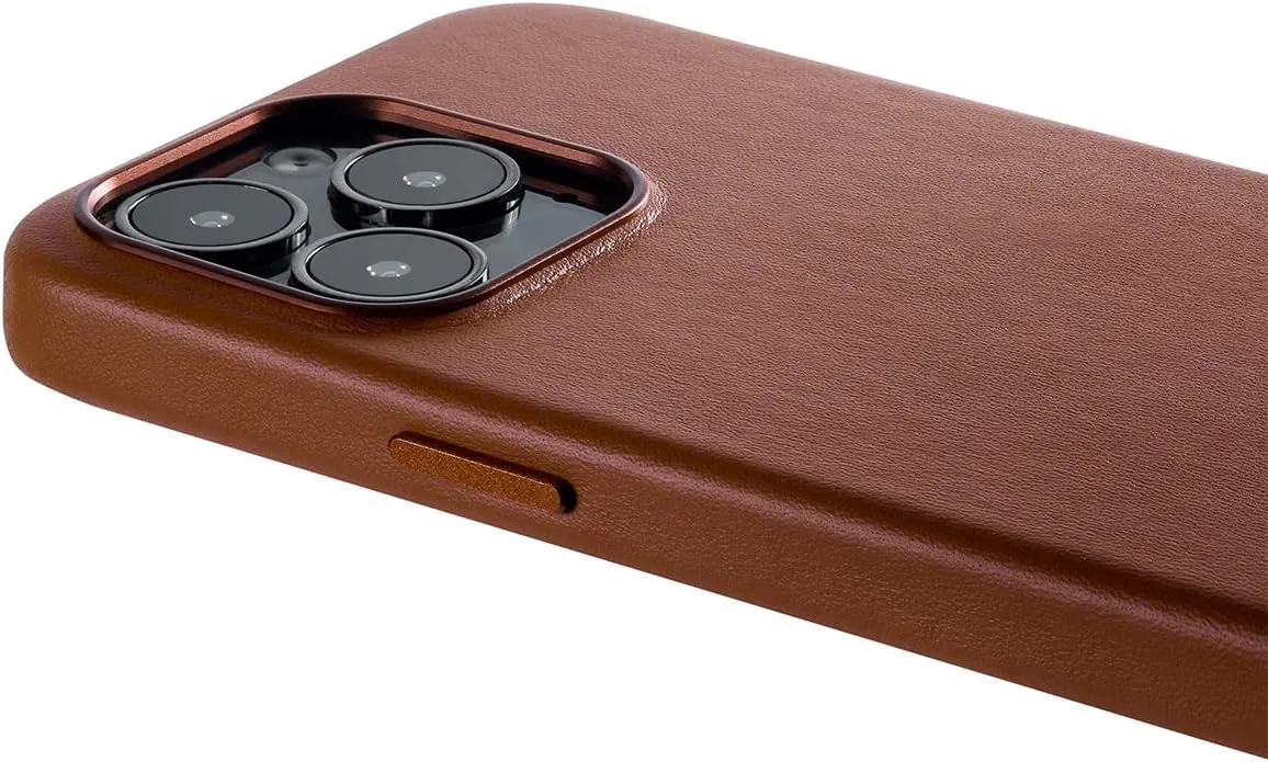 Designed for iPhone 13 Pro Leather Case Compatible with MagSafe, Genuine Leather Case for iPhone 13 Pro,Built-in Magnets for MagSafe Charging-Brown