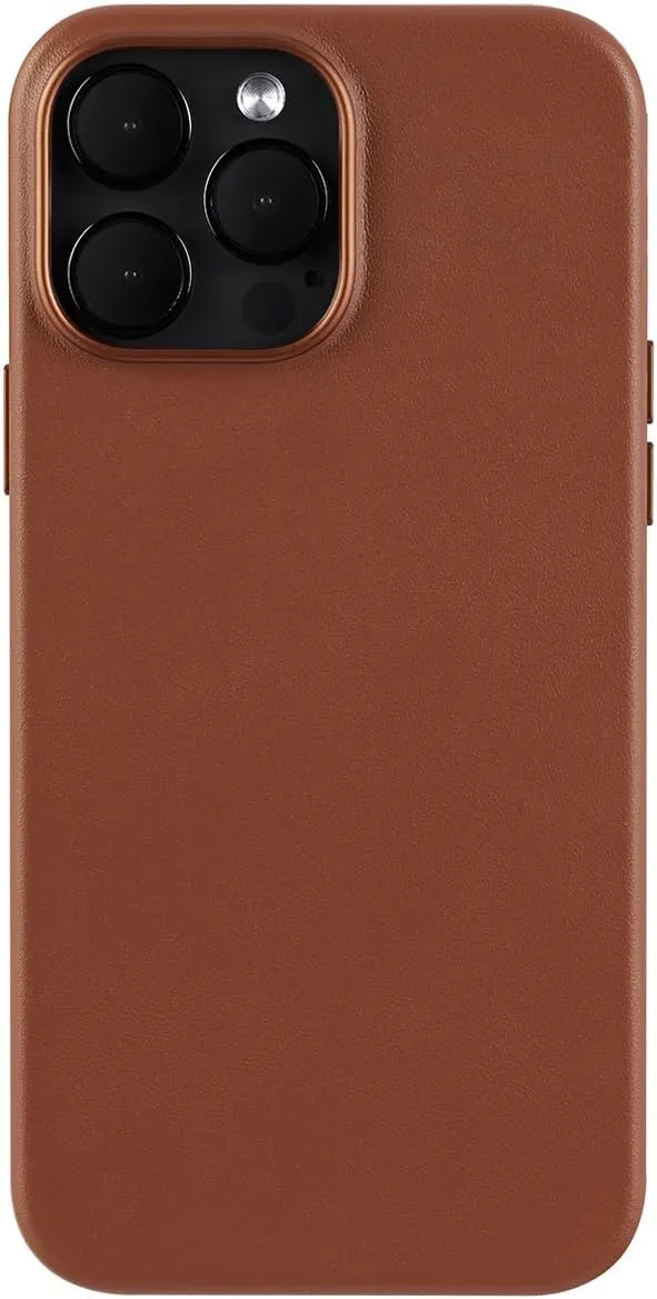 Designed for iPhone 13 Pro Leather Case Compatible with MagSafe, Genuine Leather Case for iPhone 13 Pro,Built-in Magnets for MagSafe Charging-Brown