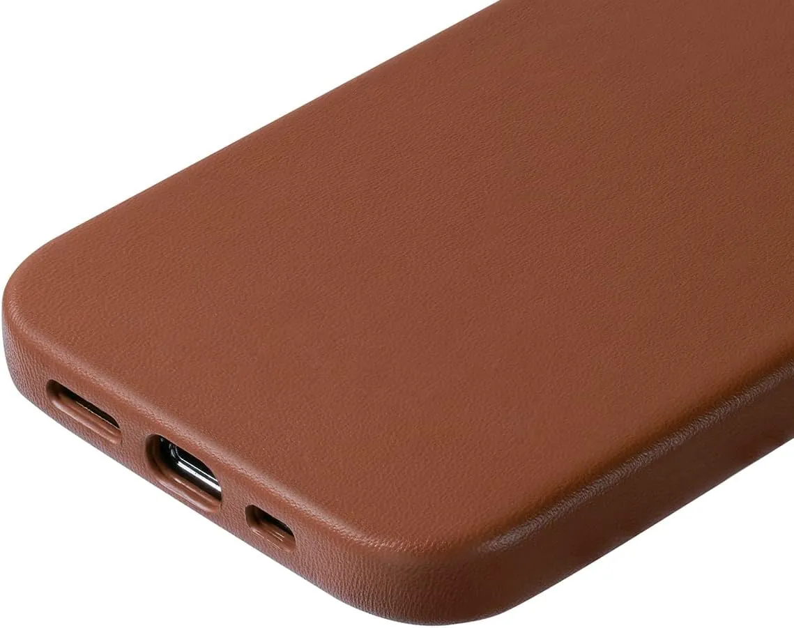 Designed for iPhone 13 Pro Leather Case Compatible with MagSafe, Genuine Leather Case for iPhone 13 Pro,Built-in Magnets for MagSafe Charging-Brown