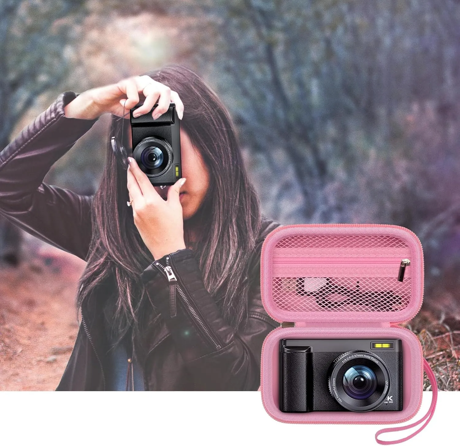 Digital Camera Case Compatible with TEBNGIHNM for Duluvulu for Oiadek for zheozeig for Zostuic for Toiauaha 4K Vlogging Camera. Storage Holder Bag for Canon PowerShot (Box Only) - Pink