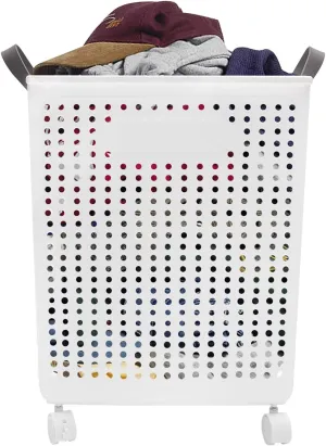 Dirty Clothes Hamper, Collapsible Rolling Laundry Basket Versatile Portable Storage Basket with Wheels and Handle for Laundry/Bathroom (Large)