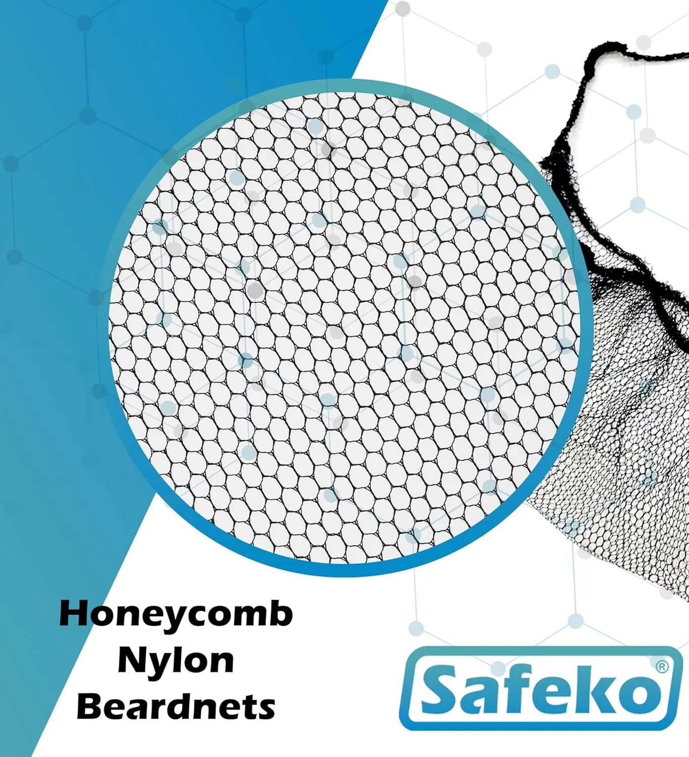 Disposable Honeycomb Nylon Beard Nets | Breathable, Durable | 1,000 Count [BLACK | 21"]