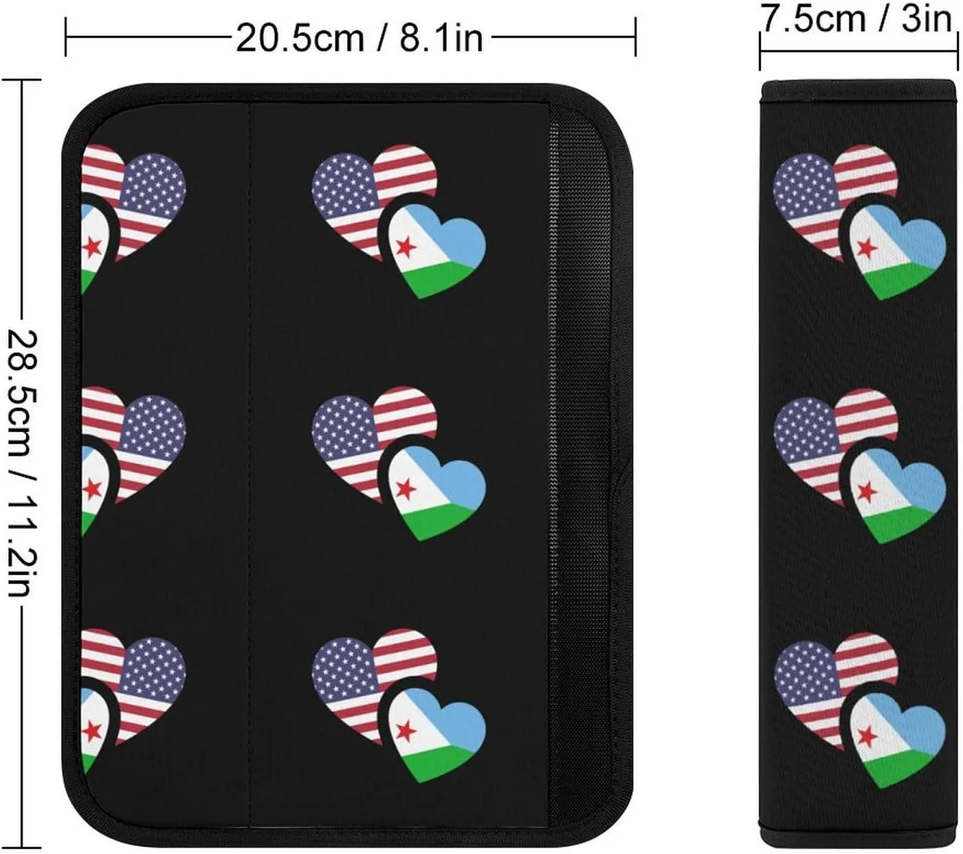 Djiboutis U.S. Flag Fashion Car Seat Belt Cover Pad for Shoulder Bag Camera Soft Comfort Accessories 1PCS