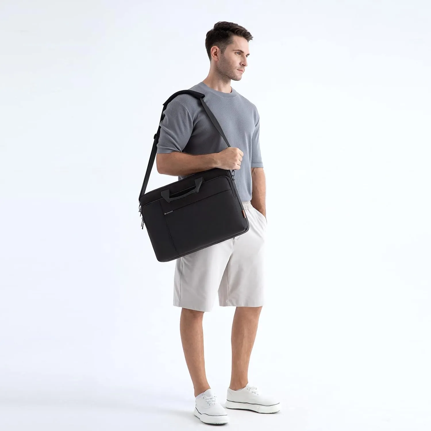 DOMISO 15.6 inch Laptop Bag Business Briefcase Water-resistant Notebook Messenger Shoulder Bag for 15.6" ASUS ZenBook Chromebook 15/Lenovo Ideapad ThinkPad/HP Pavilion 15 Envy 15,Black