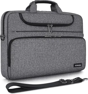 DOMISO 15.6 Inch Multi-Functional Laptop Sleeve Business Briefcase Waterproof Messenger Shoulder Bag for 15"-15.6" Laptops/Apple/IdeaPad/Acer Aspire/HP ENVY 15 / XPS 15,Dark Grey&Black