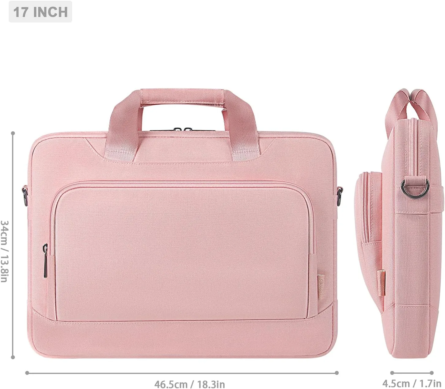 DOMISO Laptop Sleeve Case Large Capacity Shoulder Bag Compatible with 17-17.3 inch Dell XPS/HP Gaming Pavilion 17,Pink