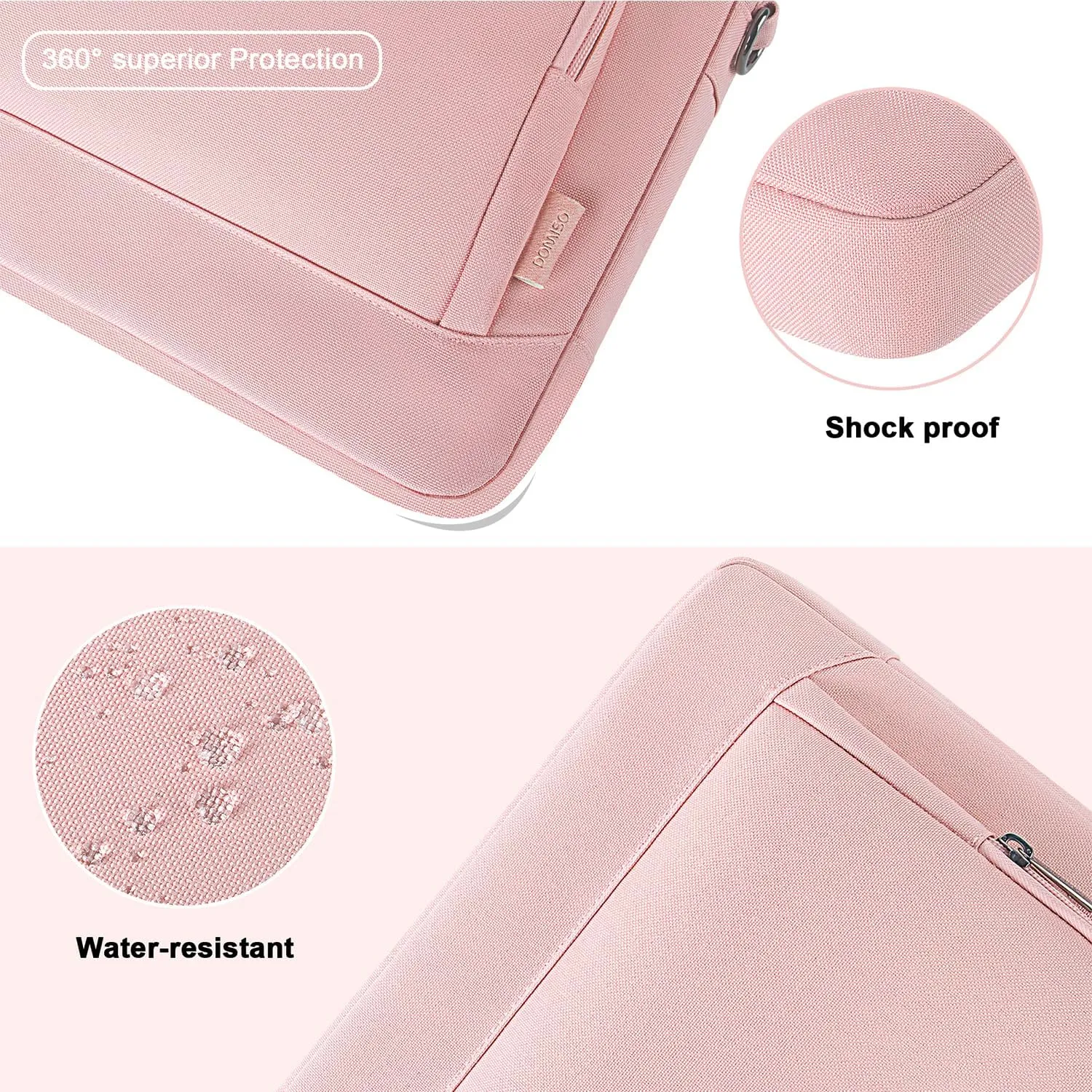 DOMISO Laptop Sleeve Case Large Capacity Shoulder Bag Compatible with 17-17.3 inch Dell XPS/HP Gaming Pavilion 17,Pink