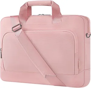 DOMISO Laptop Sleeve Case Large Capacity Shoulder Bag Compatible with 17-17.3 inch Dell XPS/HP Gaming Pavilion 17,Pink