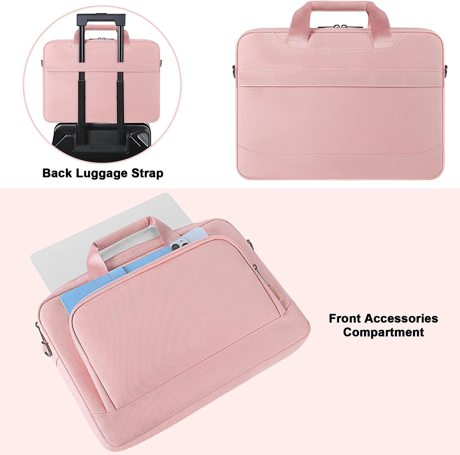 DOMISO Laptop Sleeve Case Large Capacity Shoulder Bag Compatible with 17-17.3 inch Dell XPS/HP Gaming Pavilion 17,Pink