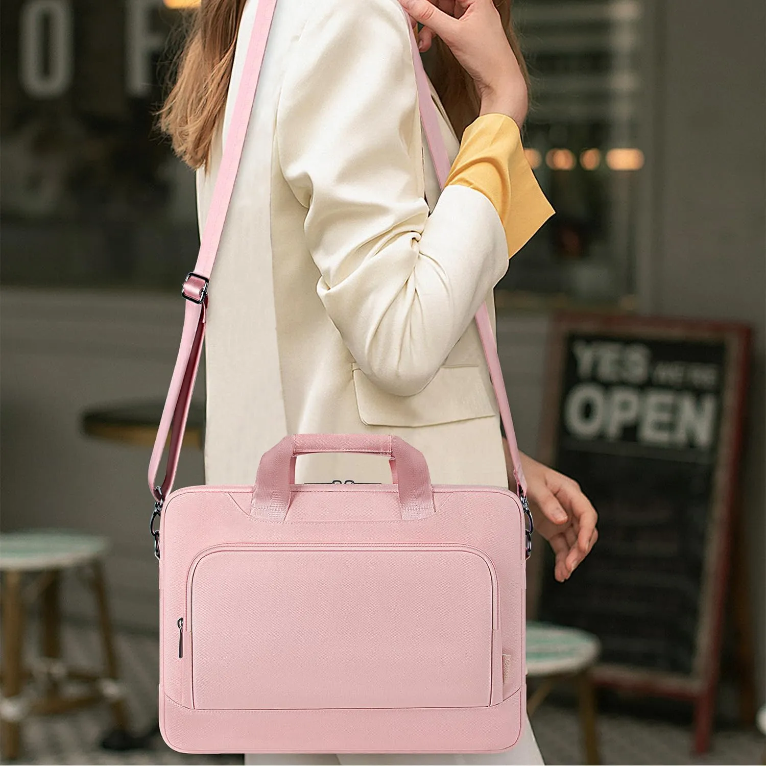 DOMISO Laptop Sleeve Case Large Capacity Shoulder Bag Compatible with 17-17.3 inch Dell XPS/HP Gaming Pavilion 17,Pink