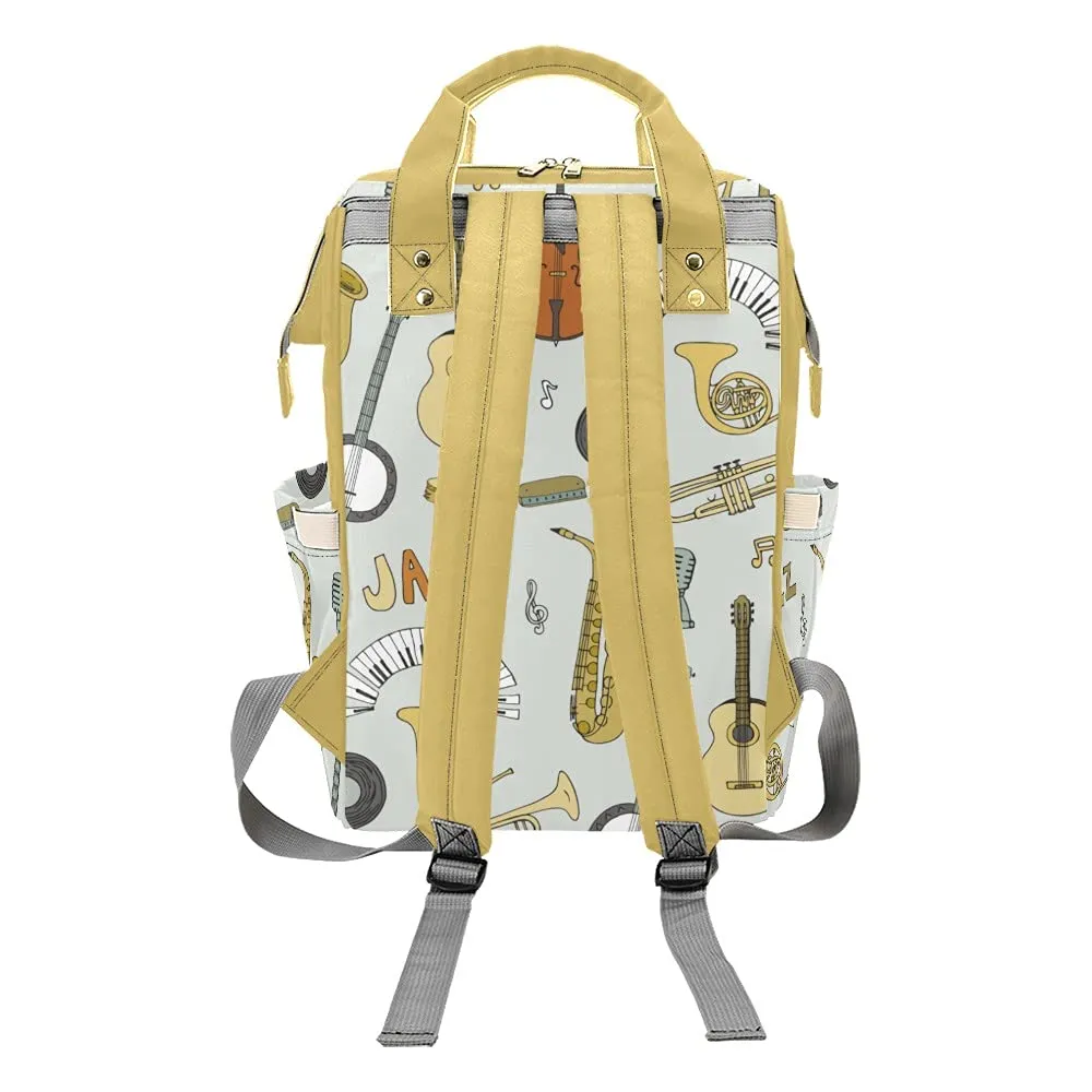 Doodle Jazz Musical Personalized Diaper Bag Backpack Tote with Name,Custom Travel Nappy Mommy Bag Backpack