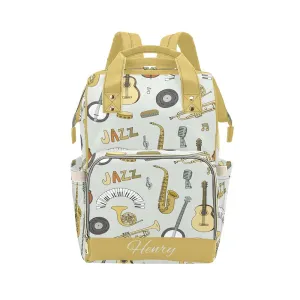 Doodle Jazz Musical Personalized Diaper Bag Backpack Tote with Name,Custom Travel Nappy Mommy Bag Backpack