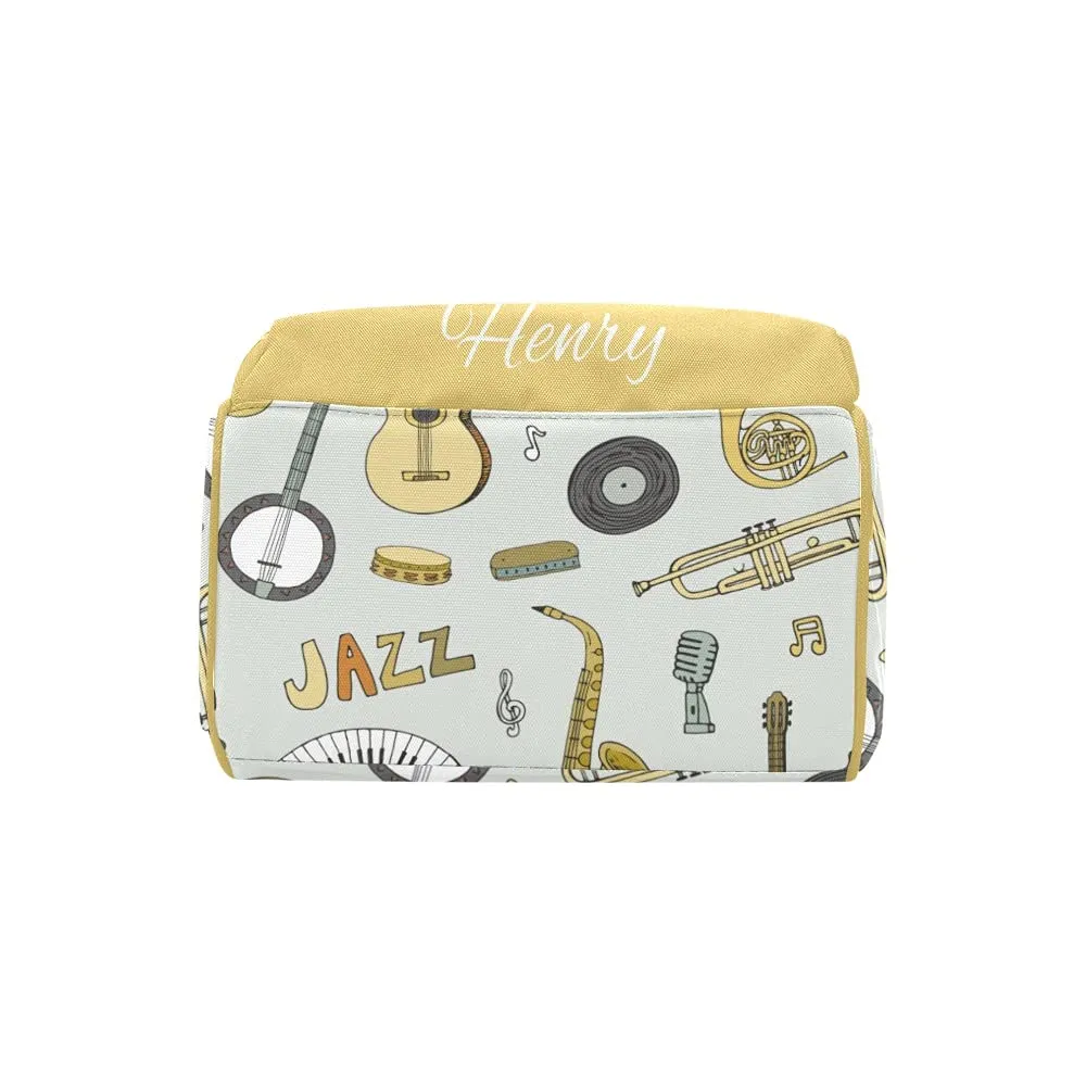 Doodle Jazz Musical Personalized Diaper Bag Backpack Tote with Name,Custom Travel Nappy Mommy Bag Backpack