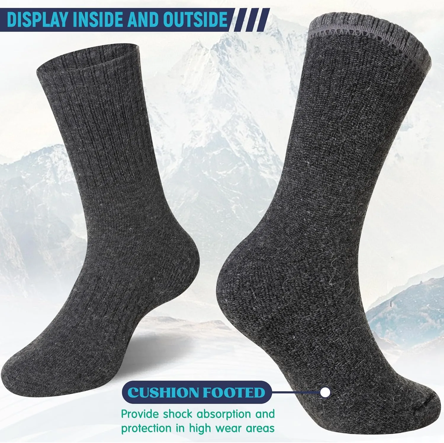 DoSmart Womens Merino Wool Hiking Socks Thermal Warm Walking Boot Winter Crew Cushion Work Socks 5 Pairs