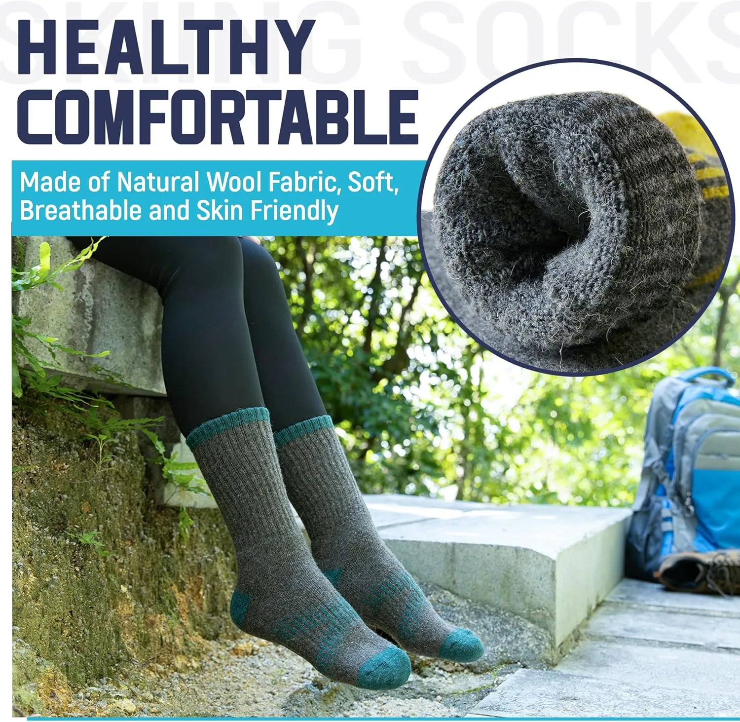 DoSmart Womens Merino Wool Hiking Socks Thermal Warm Walking Boot Winter Crew Cushion Work Socks 5 Pairs