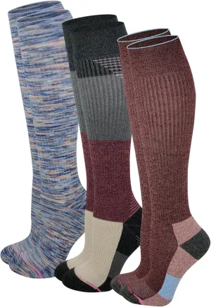 Dr. Motion Compression Knee High Socks (3 Pairs), Arch Support Outdoor Running Hiking Socks for Women (US, Numeric, 9, 11, Regular, Regular, AST#4)