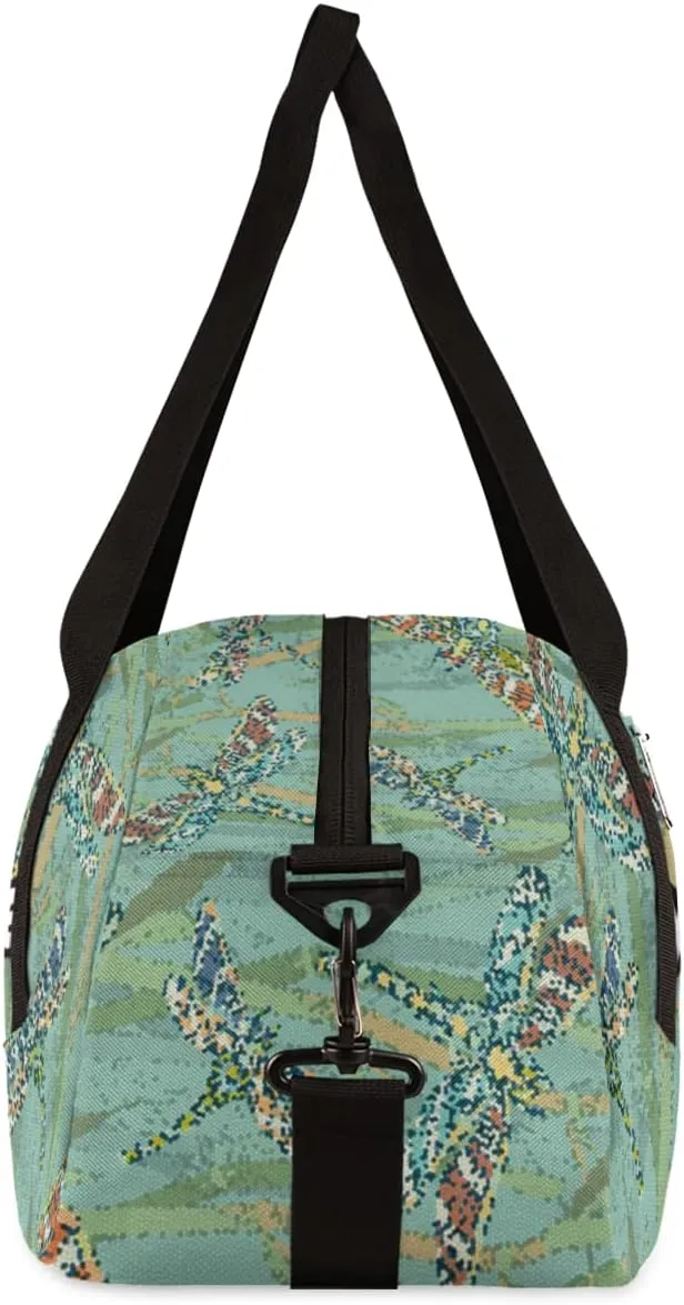 Dragonfly Pattern Personalized Kids Duffel Bag for Girls Boys, Dragonfly Debris Custom Dance Bag Overnight Small Duffel Bag Carry On Weekend Sports Travel Bag for School Practice Gymnastics Ballet