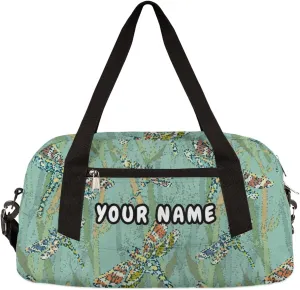 Dragonfly Pattern Personalized Kids Duffel Bag for Girls Boys, Dragonfly Debris Custom Dance Bag Overnight Small Duffel Bag Carry On Weekend Sports Travel Bag for School Practice Gymnastics Ballet