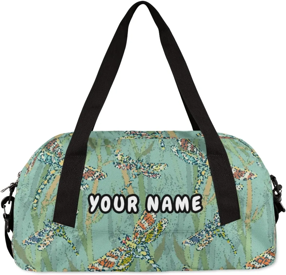 Dragonfly Pattern Personalized Kids Duffel Bag for Girls Boys, Dragonfly Debris Custom Dance Bag Overnight Small Duffel Bag Carry On Weekend Sports Travel Bag for School Practice Gymnastics Ballet