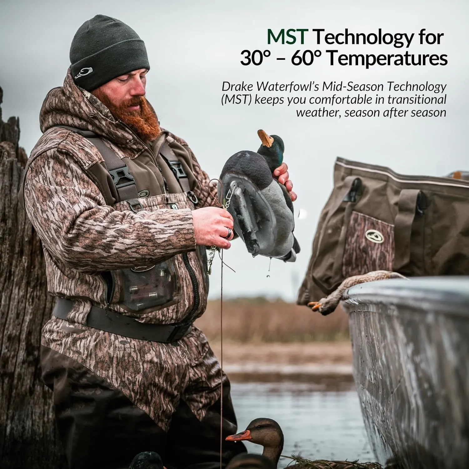 Drake Waterfowl Men's MST Endurance Soft Shell Camo Hunting Warm Quarter-Zip Hoodie with Chest Pocket & 2 Hip Zipper Pockets