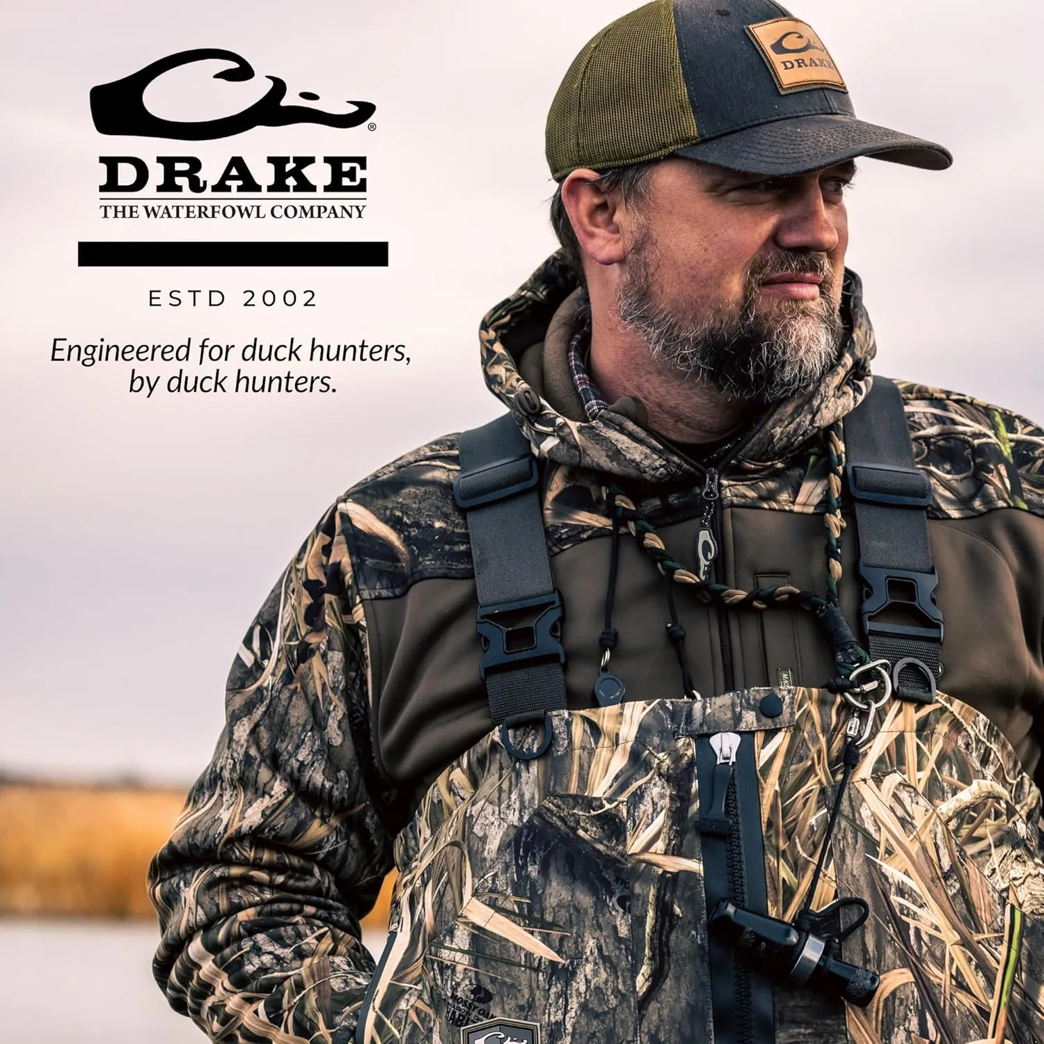 Drake Waterfowl Men's MST Endurance Soft Shell Camo Hunting Warm Quarter-Zip Hoodie with Chest Pocket & 2 Hip Zipper Pockets
