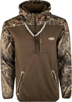 Drake Waterfowl Men's MST Endurance Soft Shell Camo Hunting Warm Quarter-Zip Hoodie with Chest Pocket & 2 Hip Zipper Pockets