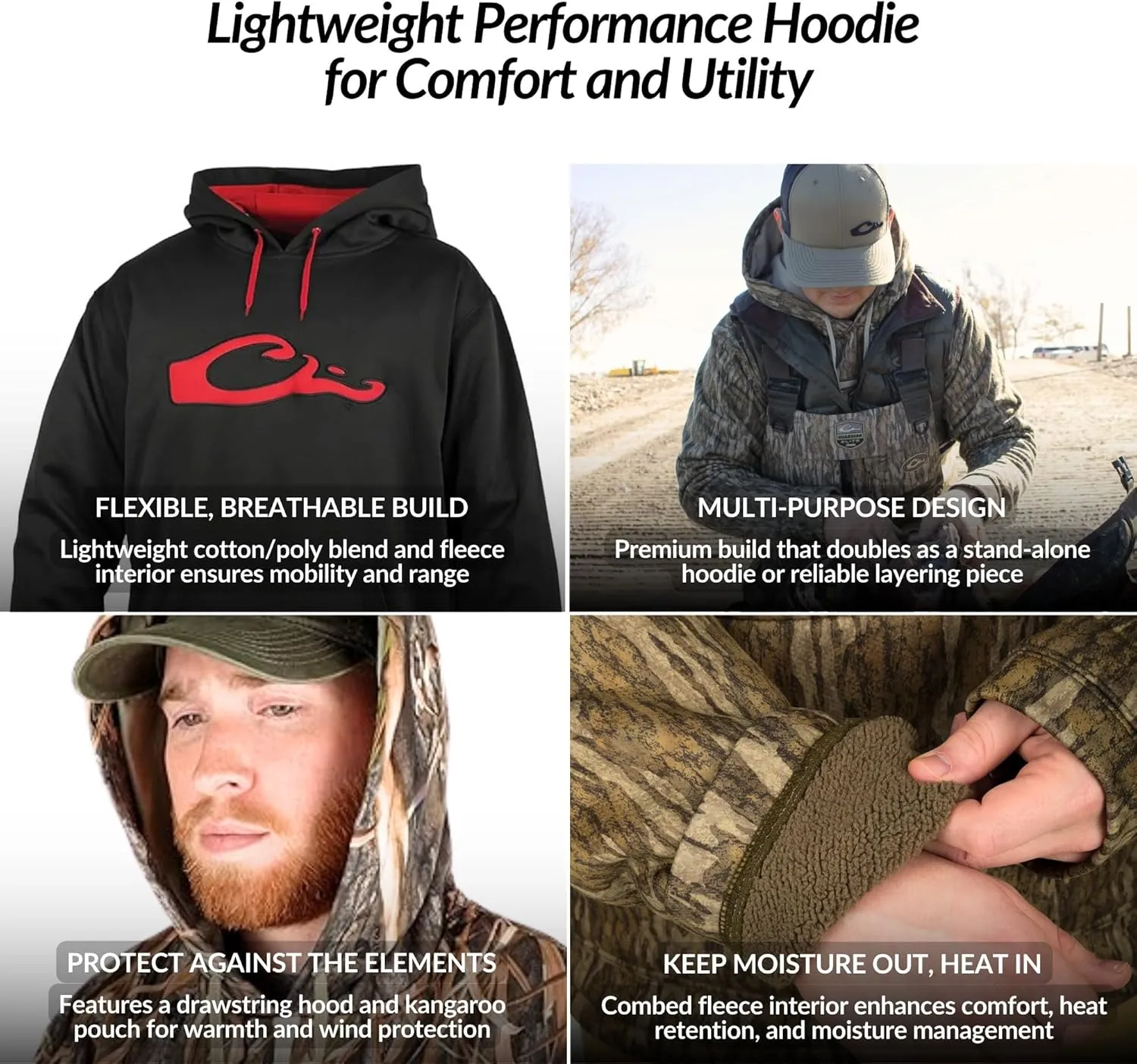 Drake Waterfowl® MST Performance Camouflage Hoodie, Double-Lined Hood, Cotton/Poly Blend, and Kangaroo Pouch for Comfort