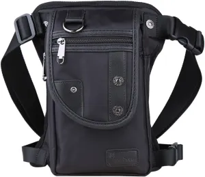 Drop Leg bag Motorcycle Durable Nylon Multi-Pocket Support Max Waistline of 56 Inch Black