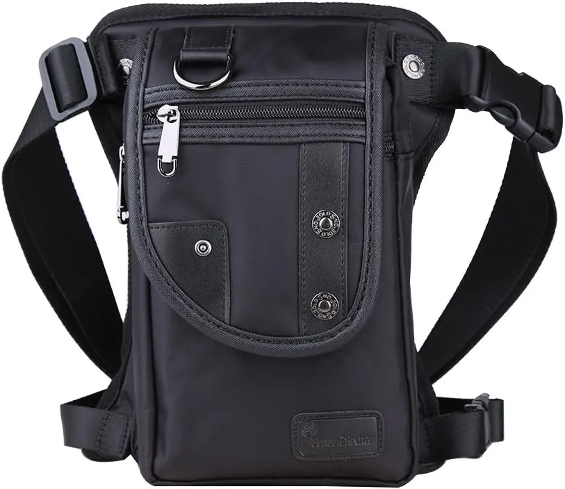 Drop Leg bag Motorcycle Durable Nylon Multi-Pocket Support Max Waistline of 56 Inch Black