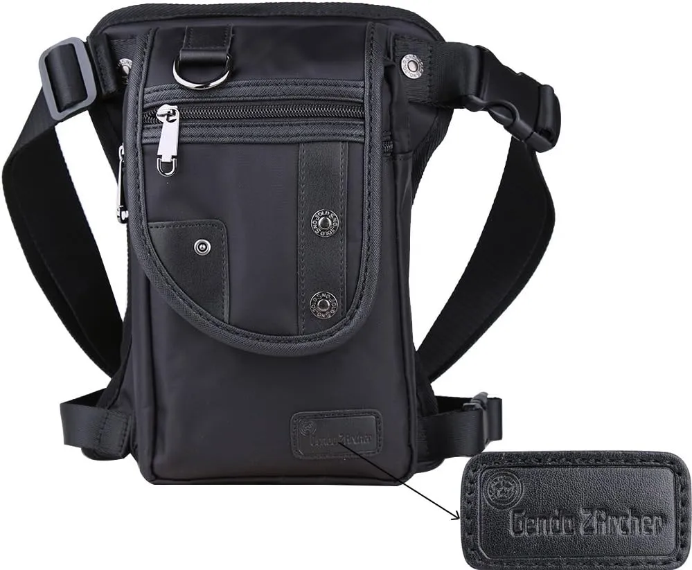Drop Leg bag Motorcycle Durable Nylon Multi-Pocket Support Max Waistline of 56 Inch Black