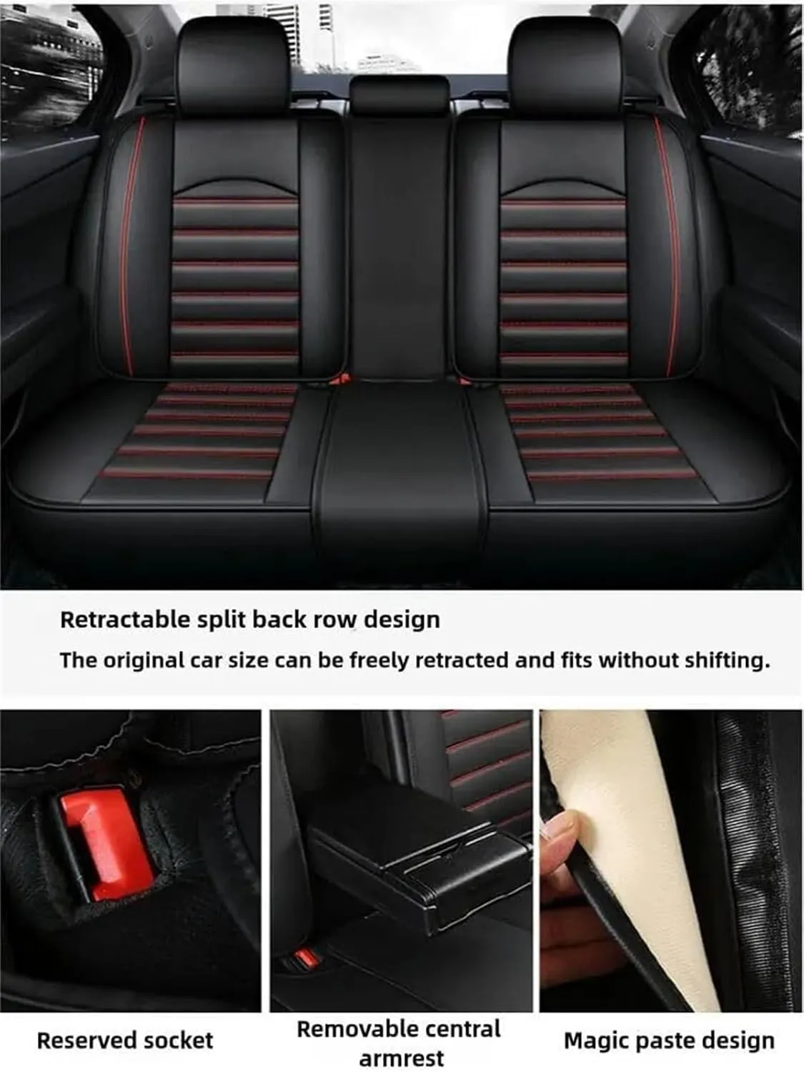 DUBOM 5 Seats Full Set Car Seat Covers for Ligier JS50 2000-2024, All-Weather Use Car Seat Covers, Waterproof Breathable Pu Leather Full Set Car Seat Covers(Black White)