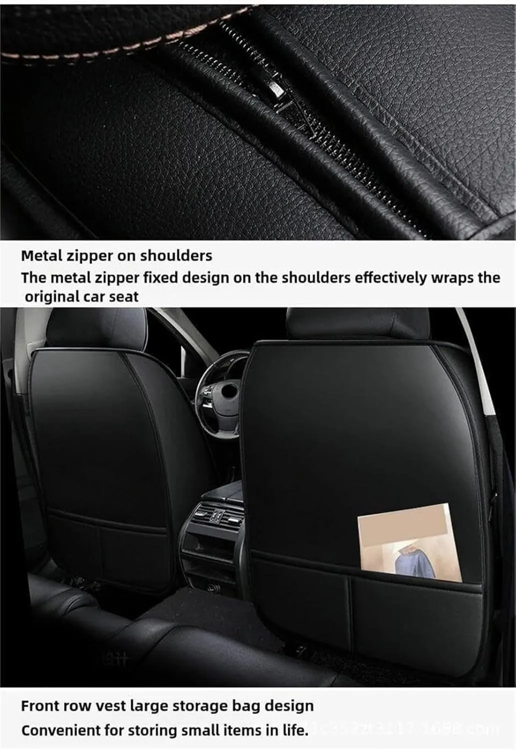 DUBOM 5 Seats Full Set Car Seat Covers for Ligier JS50 2000-2024, All-Weather Use Car Seat Covers, Waterproof Breathable Pu Leather Full Set Car Seat Covers(Black White)