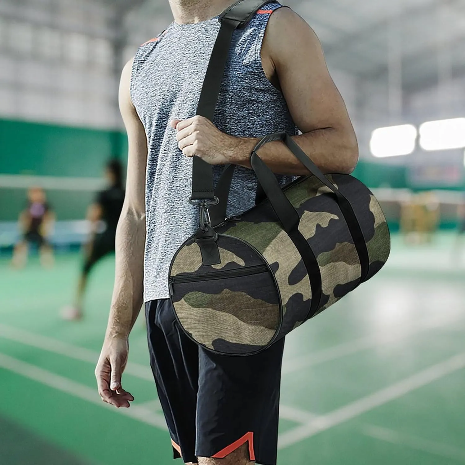 Duffel Bag for Men Women Gym Bag Olive Green And Brown Travel Duffel Bag Waterproof Overnight Bag for Sports Workout