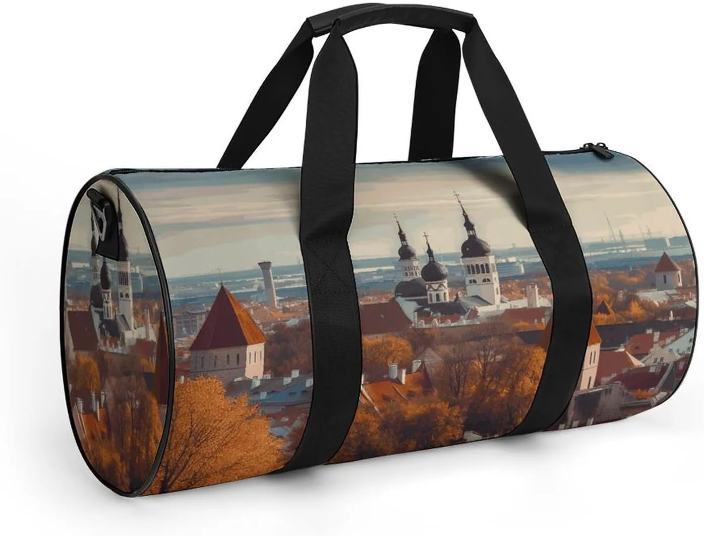 Duffel Bag for Men Women Gym Bag Tallinn Estonia Cityscape Travel Duffel Bag Waterproof Overnight Bag for Sports Workout