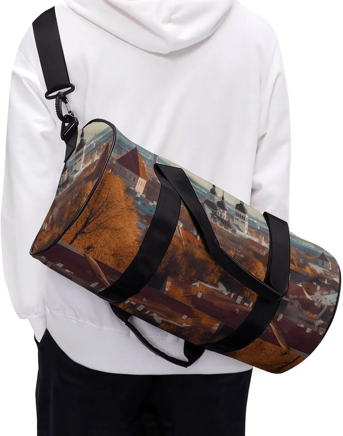 Duffel Bag for Men Women Gym Bag Tallinn Estonia Cityscape Travel Duffel Bag Waterproof Overnight Bag for Sports Workout