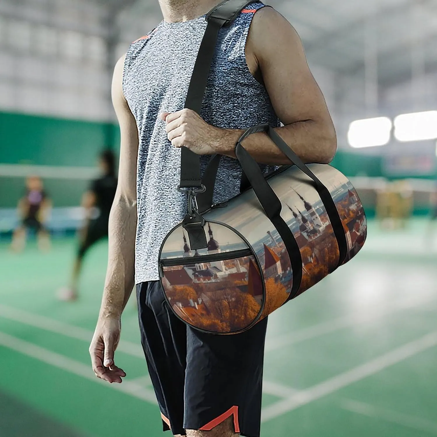 Duffel Bag for Men Women Gym Bag Tallinn Estonia Cityscape Travel Duffel Bag Waterproof Overnight Bag for Sports Workout