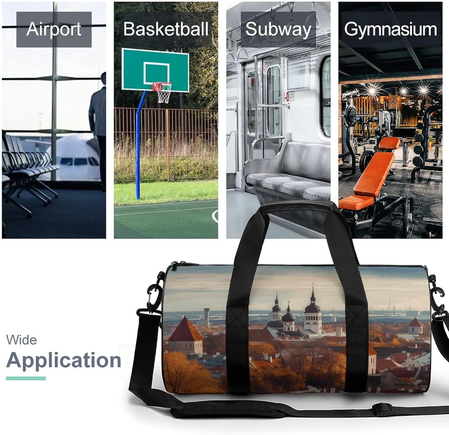 Duffel Bag for Men Women Gym Bag Tallinn Estonia Cityscape Travel Duffel Bag Waterproof Overnight Bag for Sports Workout