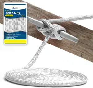 Durable Double Braided Nylon Dock Line - Long Lasting Mooring Line - Strong Nylon Dock Lines for Boats - Marine Grade Sailboat Docking Line