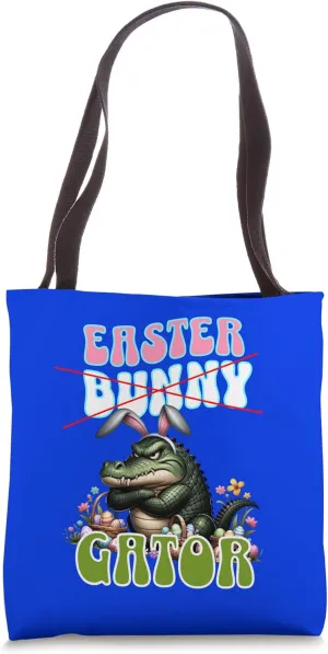 Easter ALLIGATOR; Funny Gator, Crocodile, Easter Basket Tote Bag