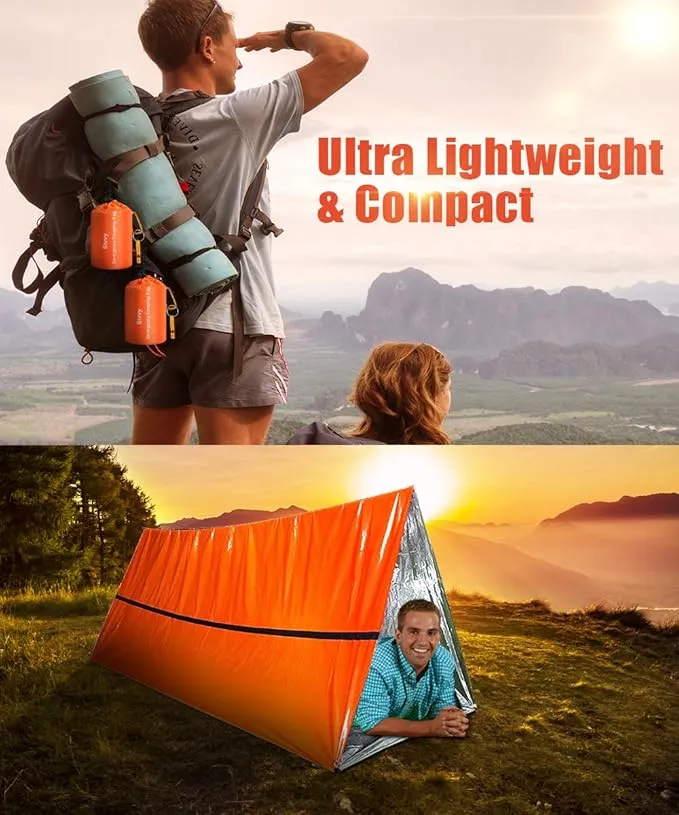 Emergency Sleeping Bags Thermal-Emergency-Blankets Ultralight Space Blankets Survival Waterproof Bivy Sack Multi-Purpose Survival Gear for Hiking, Camping, First Aid Kits, Outdoor Survival Gear