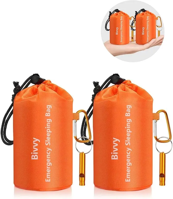 Emergency Sleeping Bags Thermal-Emergency-Blankets Ultralight Space Blankets Survival Waterproof Bivy Sack Multi-Purpose Survival Gear for Hiking, Camping, First Aid Kits, Outdoor Survival Gear