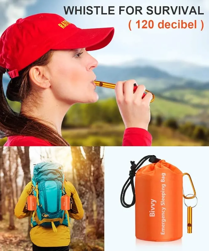 Emergency Sleeping Bags Thermal-Emergency-Blankets Ultralight Space Blankets Survival Waterproof Bivy Sack Multi-Purpose Survival Gear for Hiking, Camping, First Aid Kits, Outdoor Survival Gear