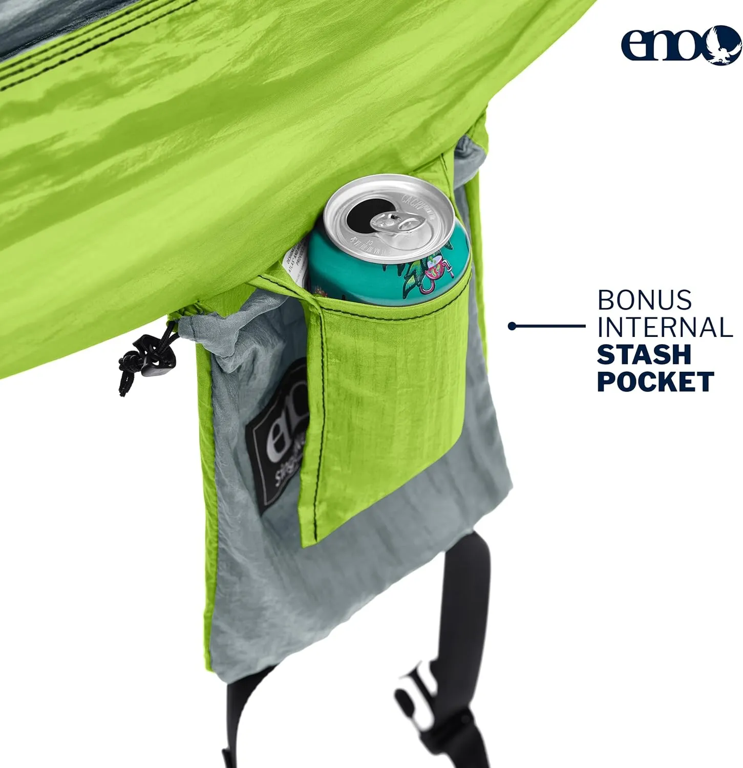 ENO SingleNest Hammock - Lightweight, 1 Person Portable Hammock - for Camping, Hiking, Backpacking, Travel, a Festival, or The Beach - Grey/Chartreuse