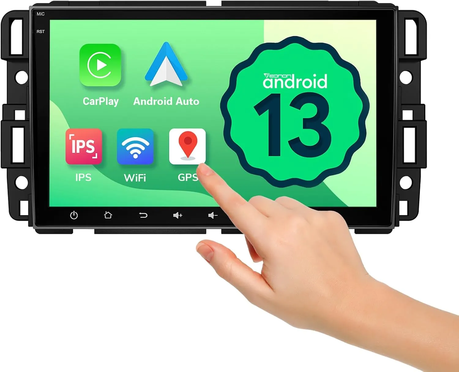 Eonon Android 13 Car Stereo Compatible with GMC/Chevy/Buick, Wireless CarPlay & Android Auto, 8 Inch Touchscreen Car Radio, SWC, Bluetooth, Navigation, Rear Camera, 2G 32G-GMA13