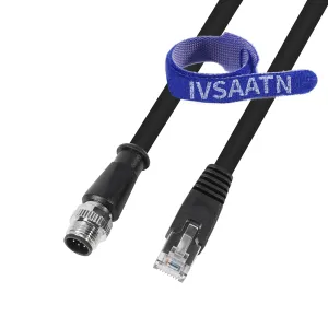 Ethernet M12 8- Pin A-Code RJ45 Cable for Omron Microscan QX-870 Scanner Cognex in-Sight Data Man Checker / 5m /16.4 Ft （Black）