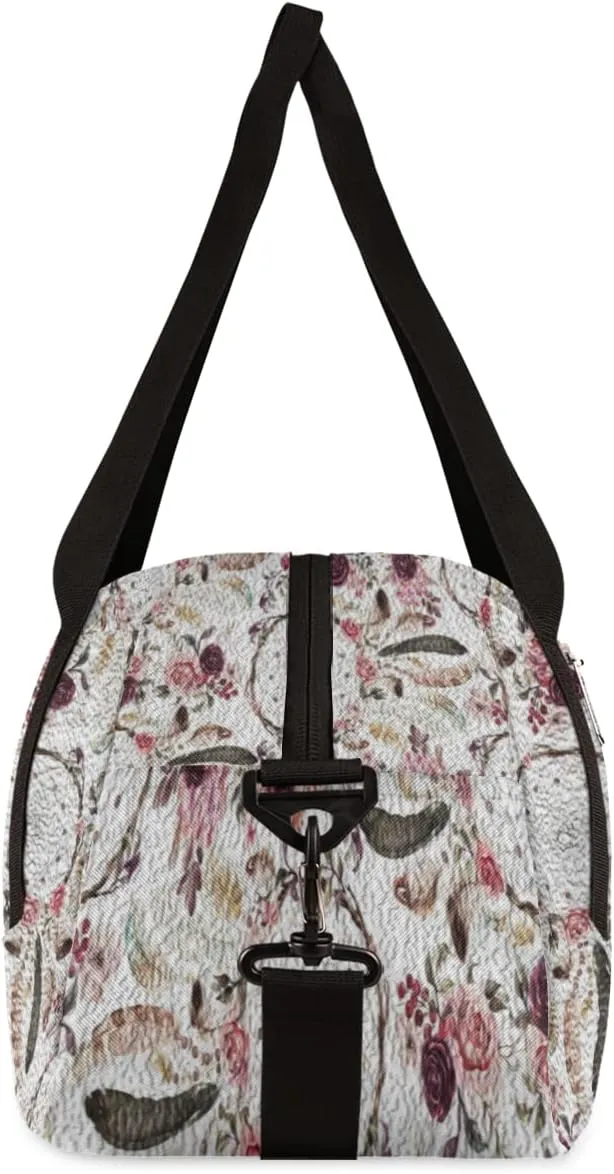 Ethnic Boho Floral Dreamcatchers Kids Duffel Bag for Girls Boys Teens, Flower Oil Painting Dance Bag Overnight Small Duffel Bag Carry On Weekend Sports Gym Travel Bag for School Practice Gymnastics Ballet