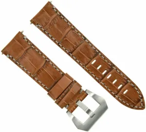 Ewatchparts 22mm Leather Watch Band Strap Compatible With Breitling Navitimer Chronomat Colt Light Brown With White Stitching