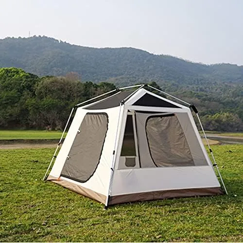 Family Camping Tent, Pop Up Tent 4 Person Family Dome Tent Waterproof Windproof with Roof Skylights, 2 in 1 Double Layers Outdoor Tents for Camping Hi