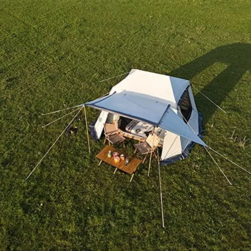 Family Camping Tent, Pop Up Tent 4 Person Family Dome Tent Waterproof Windproof with Roof Skylights, 2 in 1 Double Layers Outdoor Tents for Camping Hi